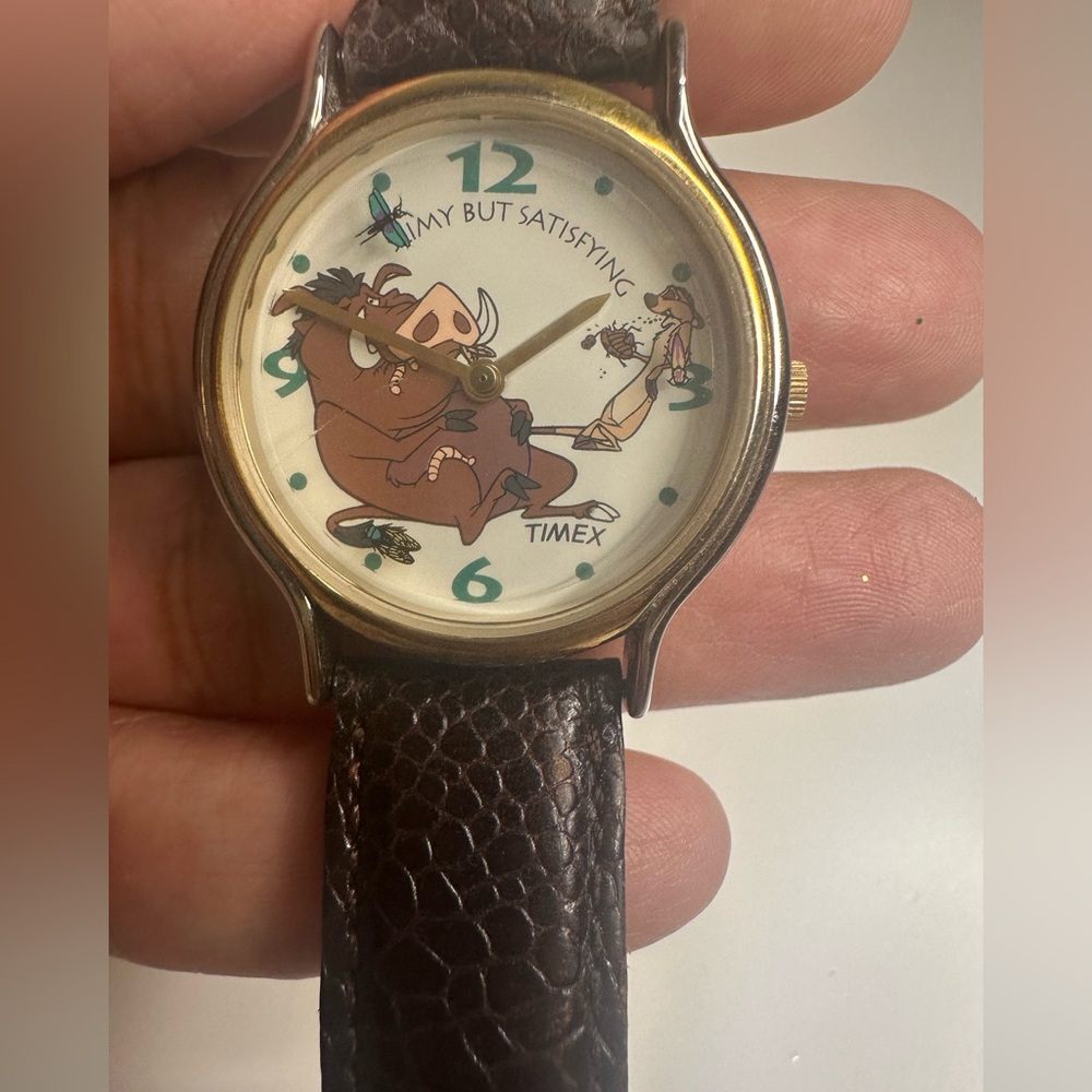 Disney’s The Lion King Timon and Pumba Slimy but Satisfying leather band watch